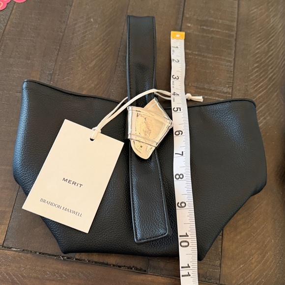 NEW Brandon Maxwell for MERIT Elegant Black Vegan Leather Handbag